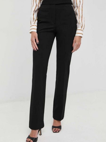 Jednobarevné viskózové kalhoty s vysokým pasem Victoria Beckham - černá