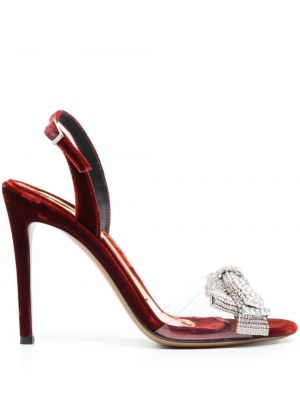Kristallidega sametist velvetist sandaalid Alexandre Vauthier punane