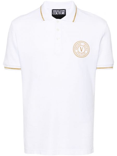 Poloshirt med broderier Versace Jeans Couture hvid