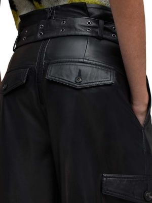 Kožené kalhoty s vysokým pasem Allsaints černé