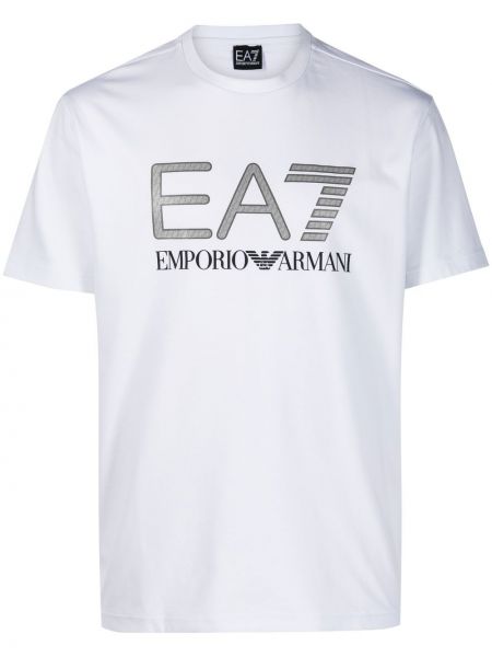 Trykt bomull t-skjorte Ea7 Emporio Armani hvit