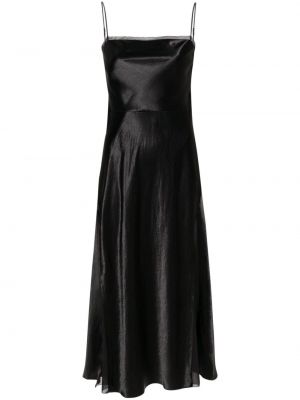 Прозрачна копринена коктейлна рокля Vince черно