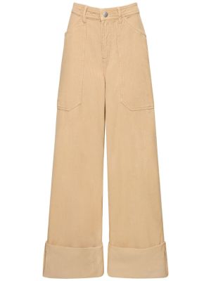 Aksamitne spodnie bawełniane Cannari Concept beżowe