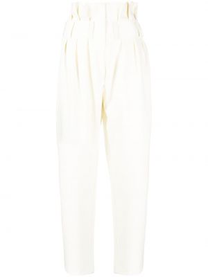Pantalon taille haute en crêpe Saiid Kobeisy blanc
