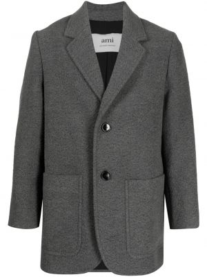 Plstěný vlnený kabát Ami Paris sivá