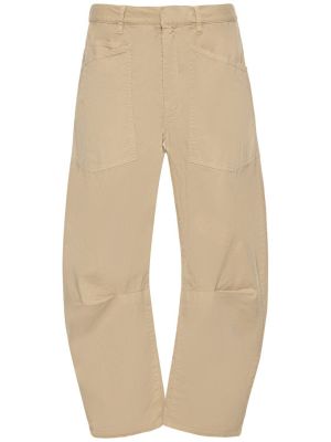 Bavlněné volné kalhoty Nili Lotan - béžová