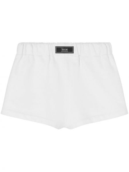 Bombažne kratke hlače z vezenjem Versace bela