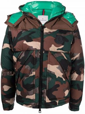 Piumino con stampa camouflage Moncler verde