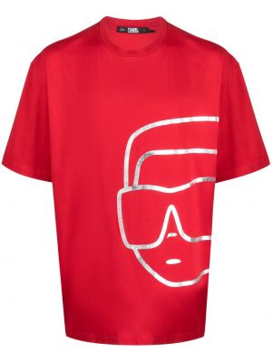 Тениска с принт Karl Lagerfeld червено