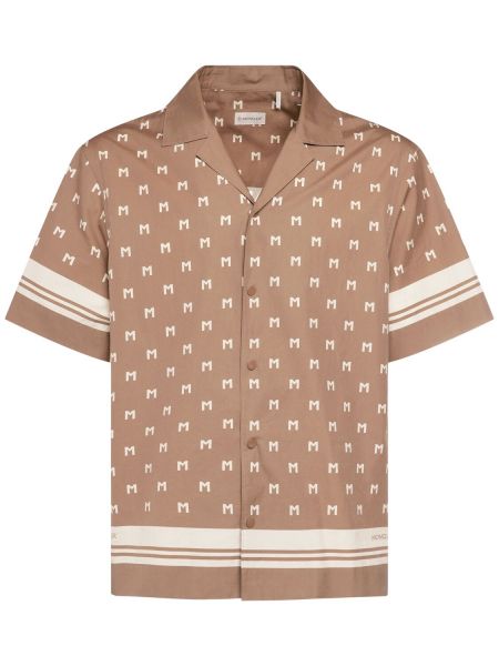 Βαμβακερό πουκάμισο με σχέδιο Moncler μπεζ