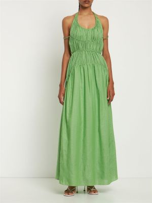 Drapované žakárové hedvábné dlouhé šaty Rosie Assoulin zelené