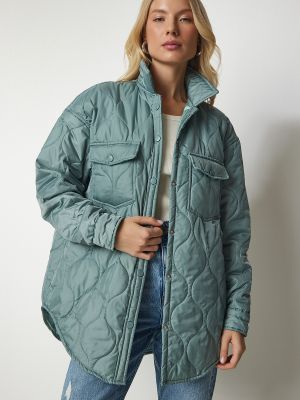 Oversized prešívaný kabát Happiness İstanbul zelená