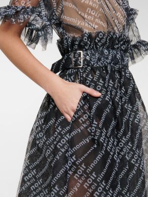 Rochie midi din tul plisată Noir Kei Ninomiya negru