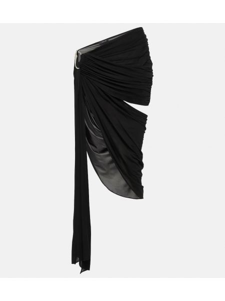 Jupe courte asymétrique en crêpe Mugler noir