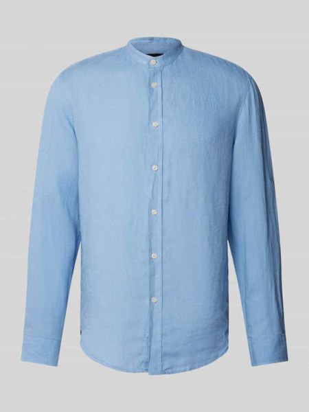 Lniana koszula ze stójką Drykorn niebieska