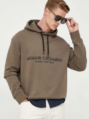 Bluza z kapturem bawełniana z nadrukiem Armani Exchange