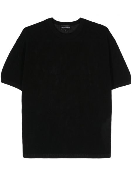 T-shirt en tricot ajouré Emporio Armani noir