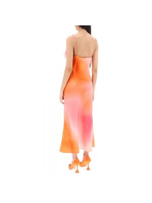 Vestido largo de raso de tejido jacquard Art Dealer naranja