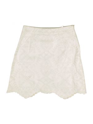 Кожаная юбка с вышивкой Off-white белая