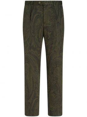 Žakárové rovné kalhoty s paisley potiskem Etro zelené