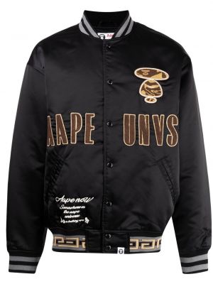 Сатенено яке тип бомбър с принт Aape By *a Bathing Ape® черно