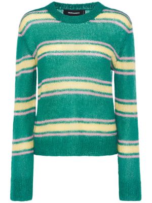 Пуловер на райета от мохер зелено Dsquared2