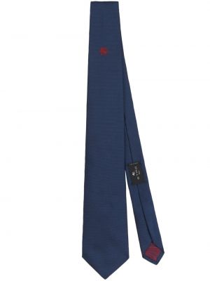 Jedwabny haftowany krawat Etro niebieski