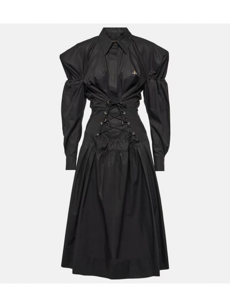 Памучна миди рокля Vivienne Westwood черно