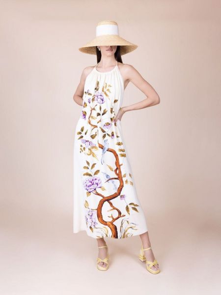 Květinové hedvábné šaty s potiskem Adam Lippes