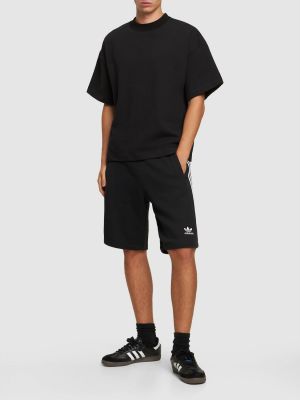 Bombažne kratke hlače s črtami Adidas Originals črna