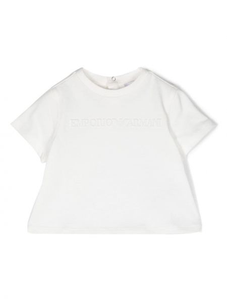 Broderet t-shirt for piger Emporio Armani Kids hvid