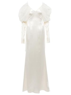 Jedwabna sukienka długa wełniana Danielle Frankel biała