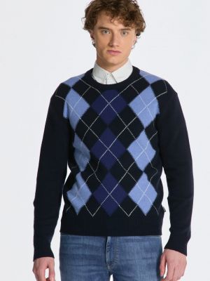 Argyle mintás pulóver Gant kék