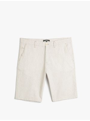 Lanene bermuda kratke hlače s gumbima s džepovima Koton