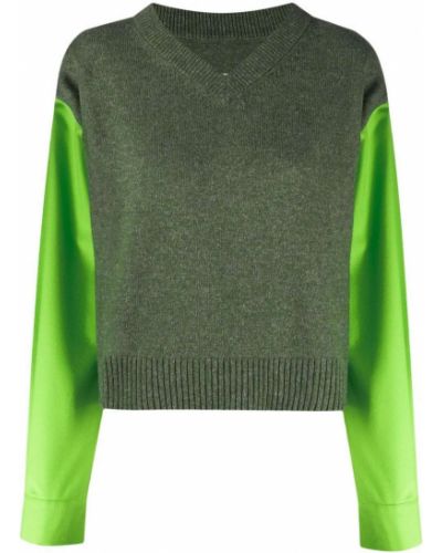 Jersey con escote v de tela jersey Mm6 Maison Margiela verde