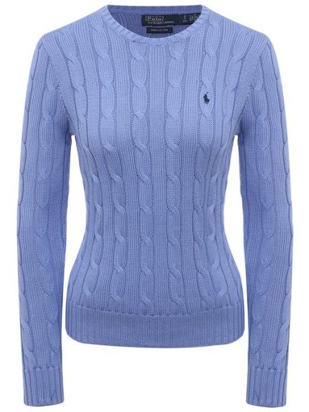 Хлопковый пуловер Polo Ralph Lauren голубой