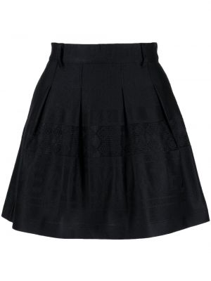 Žakárové mini sukně s výšivkou Pearly Gates černé