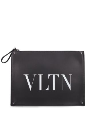 Δερμάτινη τσάντα Valentino Garavani μαύρο