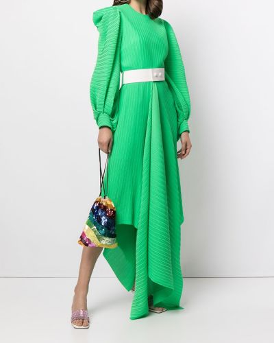 Vestido largo plisado Solace London verde