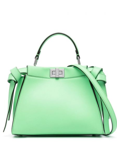 Kožená nákupná taška Fendi zelená