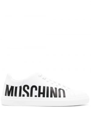 Sneakerși cu șireturi cu imagine din dantelă Moschino