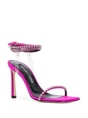 Křišťálové kožené sandály Sergio Rossi růžové