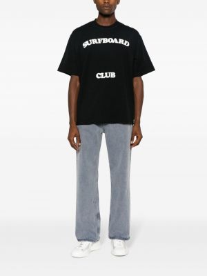 Koszulka bawełniana z nadrukiem Stockholm Surfboard Club czarna