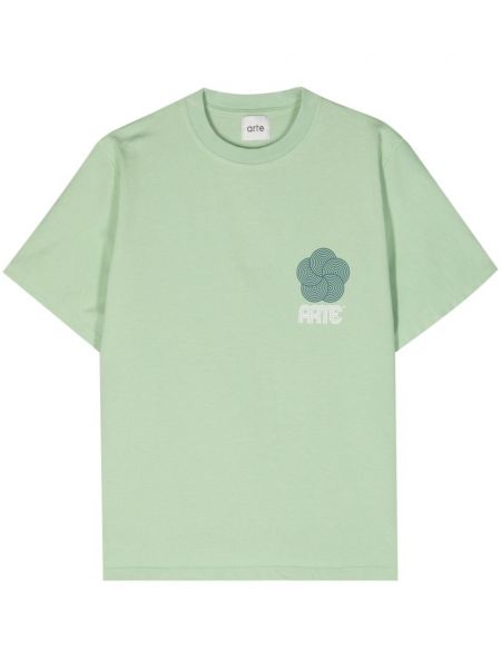 Raštuotas medvilninis marškinėliai Arte žalia