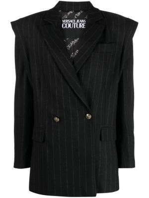 Blazer s črtami Versace Jeans Couture črna