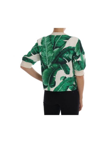 Suéter con lentejuelas con estampado tropical Dolce & Gabbana verde