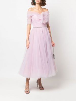 Sukienka wieczorowa z kokardką szyfonowa Jenny Packham różowa