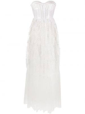 Макси рокля на цветя Elisabetta Franchi бяло