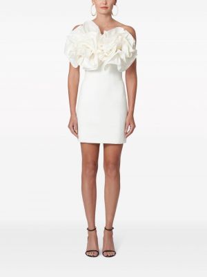 Sukienka koktajlowa z falbankami Carolina Herrera biała