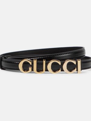 Pasek skórzany na sprzączkę Gucci czarny